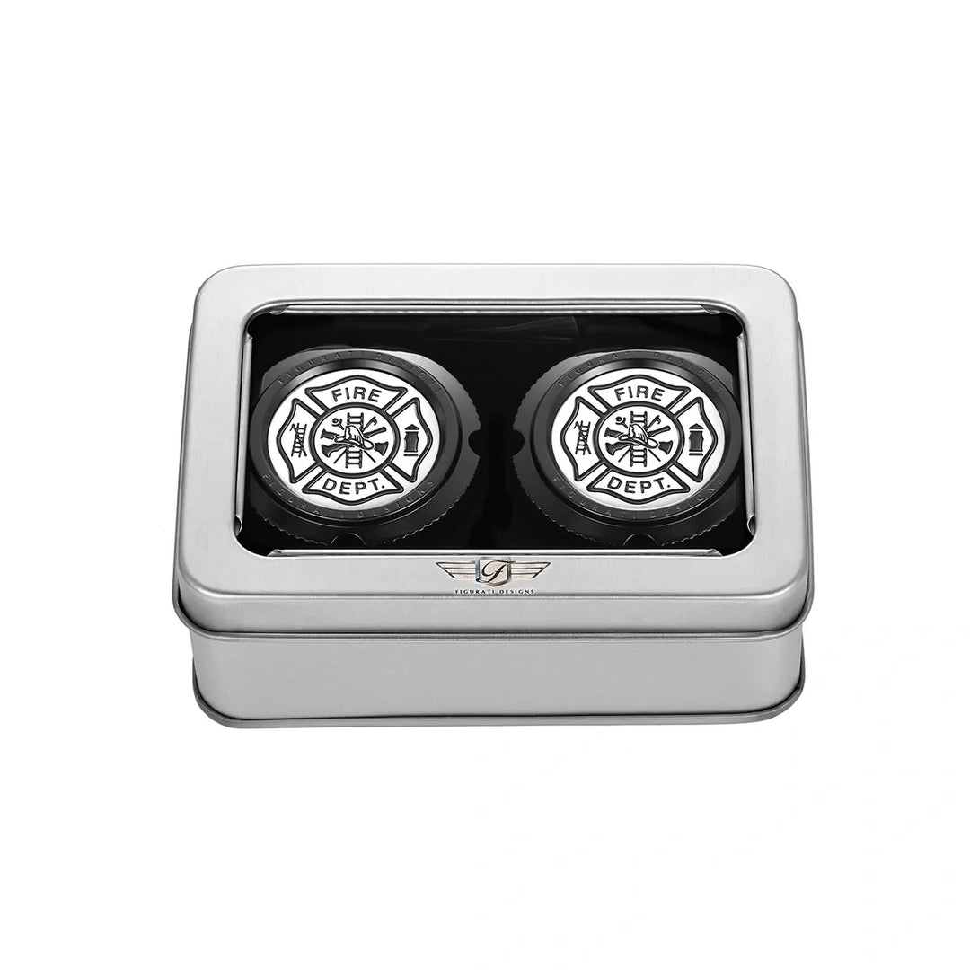 Figurati Designs – Harley-Davidson Stainless-Steel in Black Front Axle Nut Covers Maltese Cross-FIRE – FD74-FAC-BLK