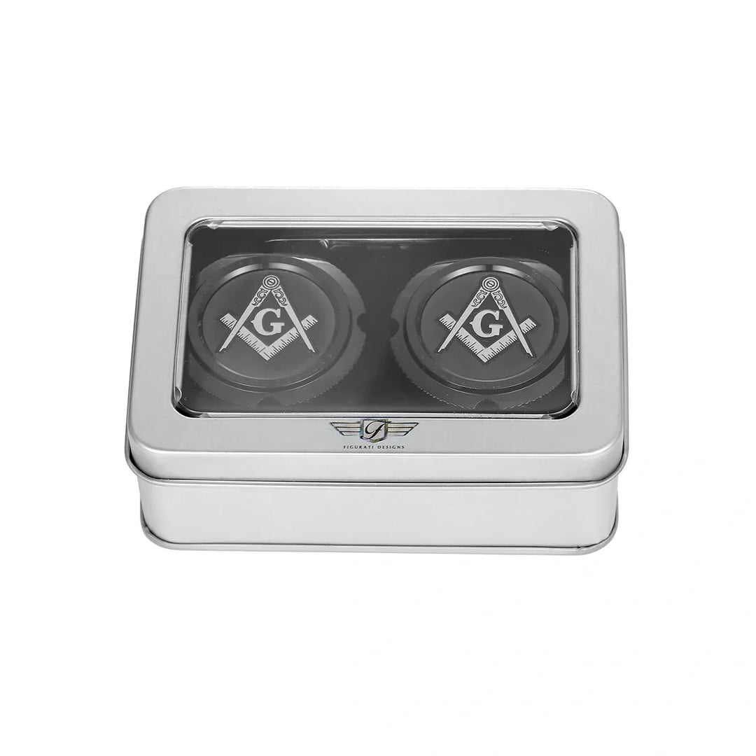 Figurati Designs – Harley-Davidson Stainless-Steel in Black Front Axle Nut Covers Masonic Emblem – FD42-FAC-BLK