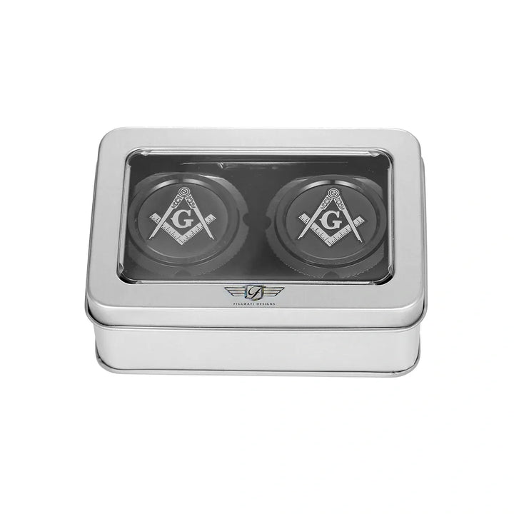 Figurati Designs – Harley-Davidson Stainless-Steel in Black Front Axle Nut Covers Masonic Emblem – FD42-FAC-BLK