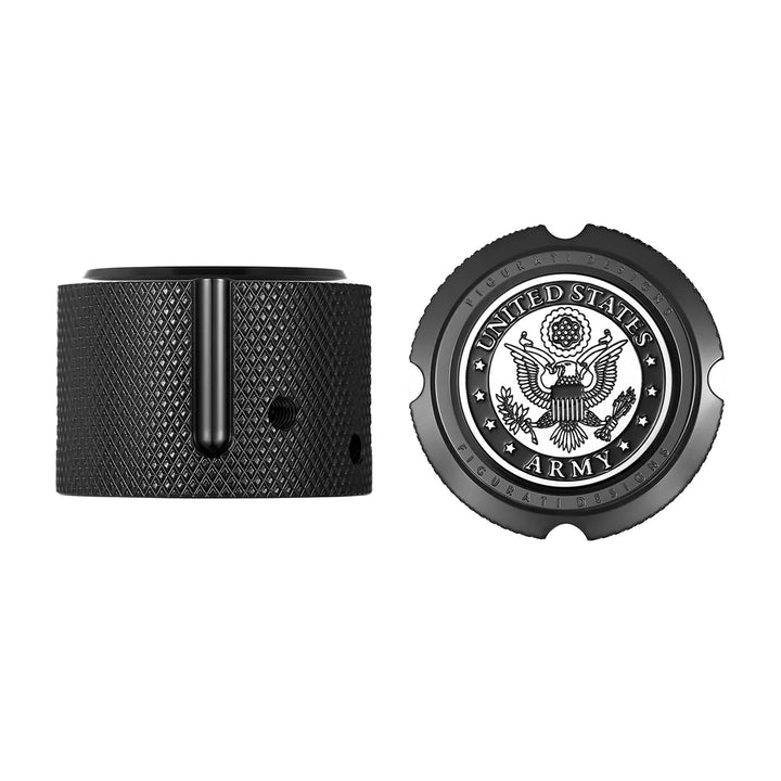 Figurati Designs – Harley-Davidson Stainless-Steel in Black Front Axle Nut Covers Officially Licensed US Army – FD81-FAC-BLK
