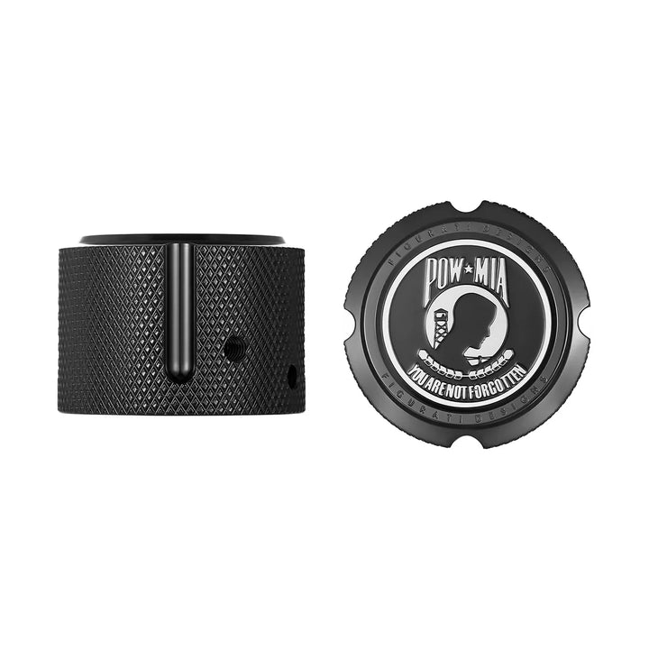Figurati Designs – Harley-Davidson Stainless-Steel in Black Front Axle Nut Covers POW MIA – FD50-FAC-BLK