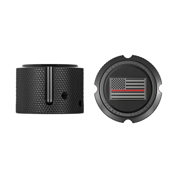 Figurati Designs – Harley-Davidson Stainless-Steel in Black Front Axle Nut Covers Thin Red Line American Flag - Reversed – FD75-FAC-BLK