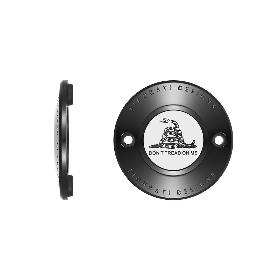 Figurati Designs – Harley-Davidson Stainless-Steel in Black Don’t Tread on Me M8 Timing Cover – FD40-TC-2H-BLK