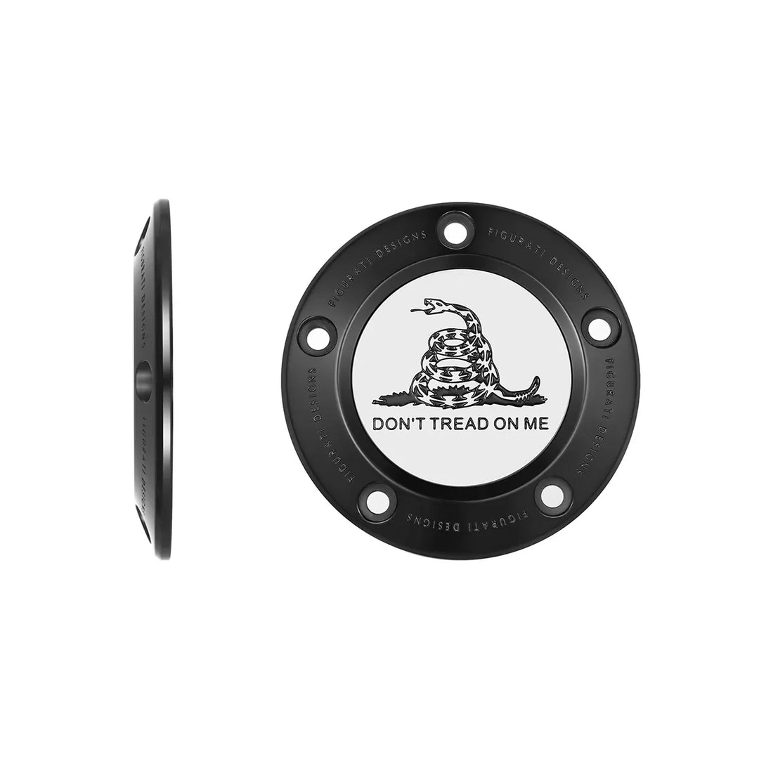 Figurati Designs – Harley-Davidson Stainless-Steel in Black Don't Tread on Me Twin Cam Timing Cover – FD40-TC-5H-BLK