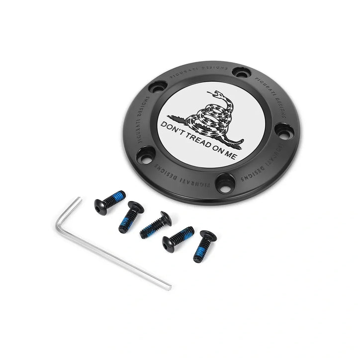 Figurati Designs – Harley-Davidson Stainless-Steel in Black Don't Tread on Me Twin Cam Timing Cover – FD40-TC-5H-BLK