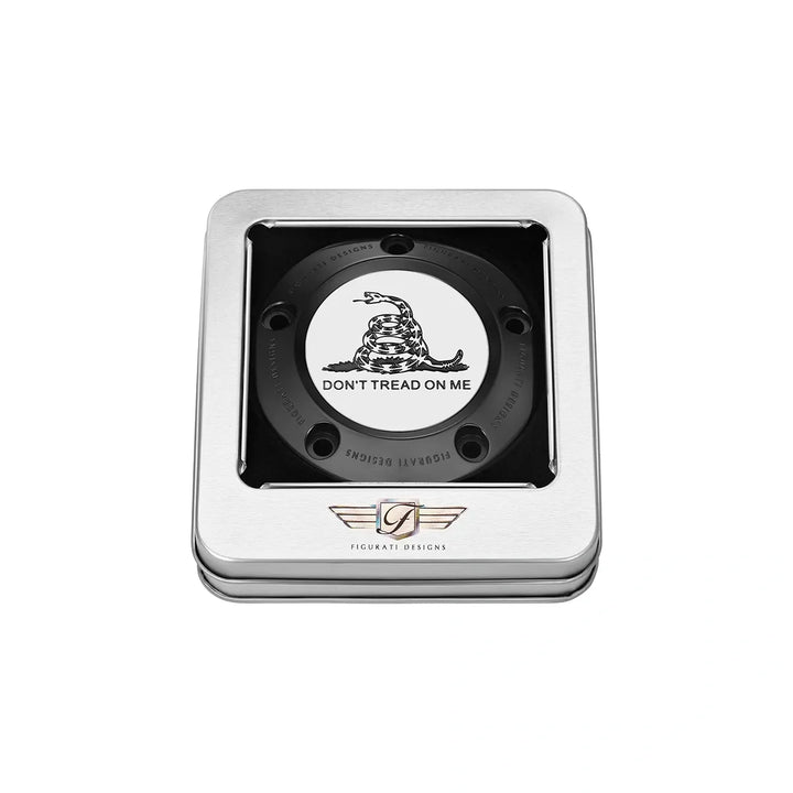 Figurati Designs – Harley-Davidson Stainless-Steel in Black Don't Tread on Me Twin Cam Timing Cover – FD40-TC-5H-BLK