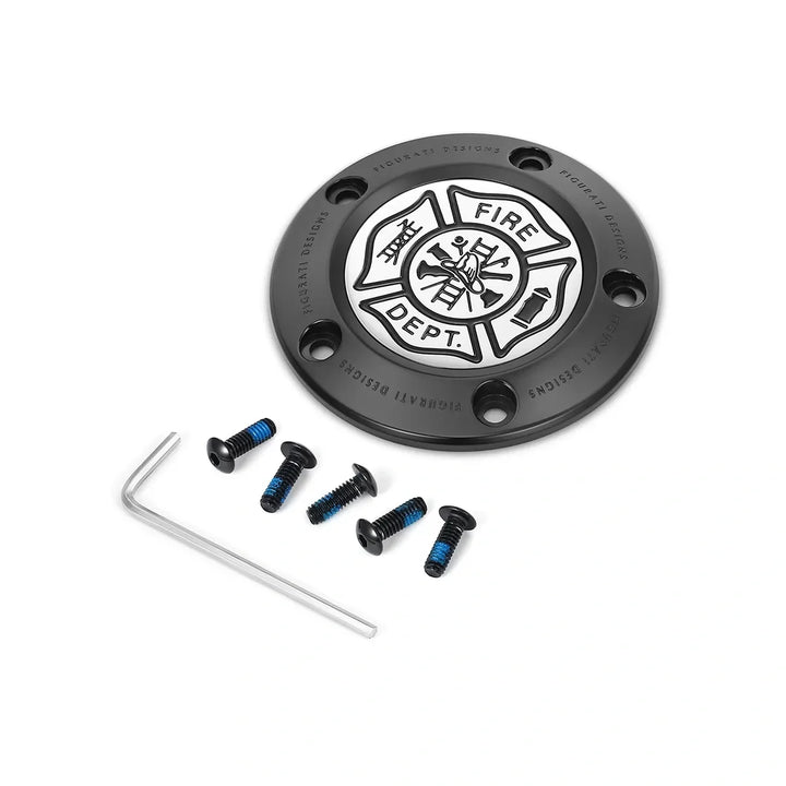Figurati Designs – Harley-Davidson Stainless-Steel in Black Maltese Cross - FIRE Twin Cam Timing Cover – FD74-TC-5H-BLK