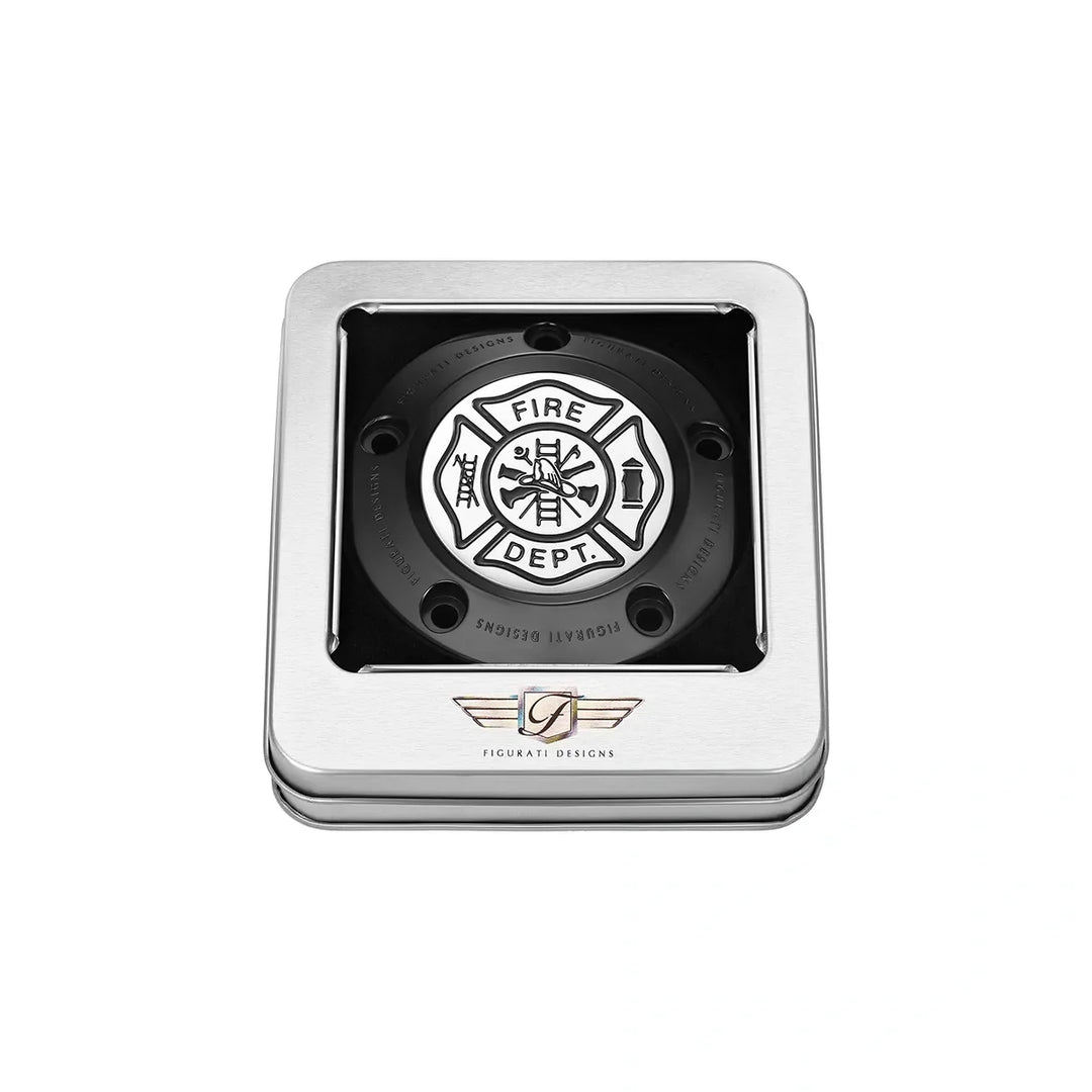 Figurati Designs – Harley-Davidson Stainless-Steel in Black Maltese Cross - FIRE Twin Cam Timing Cover – FD74-TC-5H-BLK