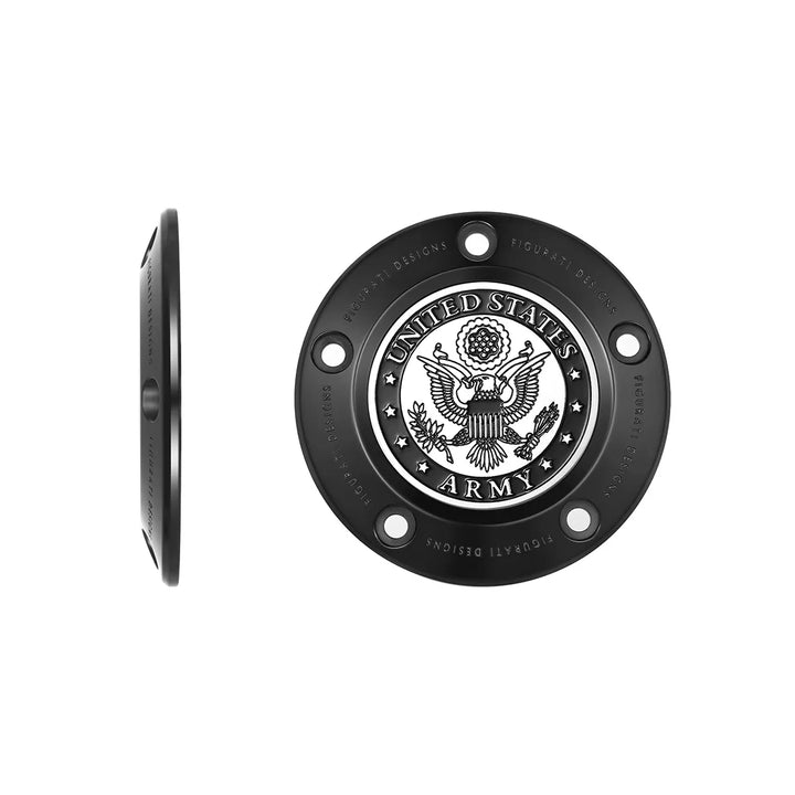 Figurati Designs – Harley-Davidson Stainless-Steel in Black Officially Licensed US Army Twin Cam Timing Cover – FD81-TC-5H-BLK