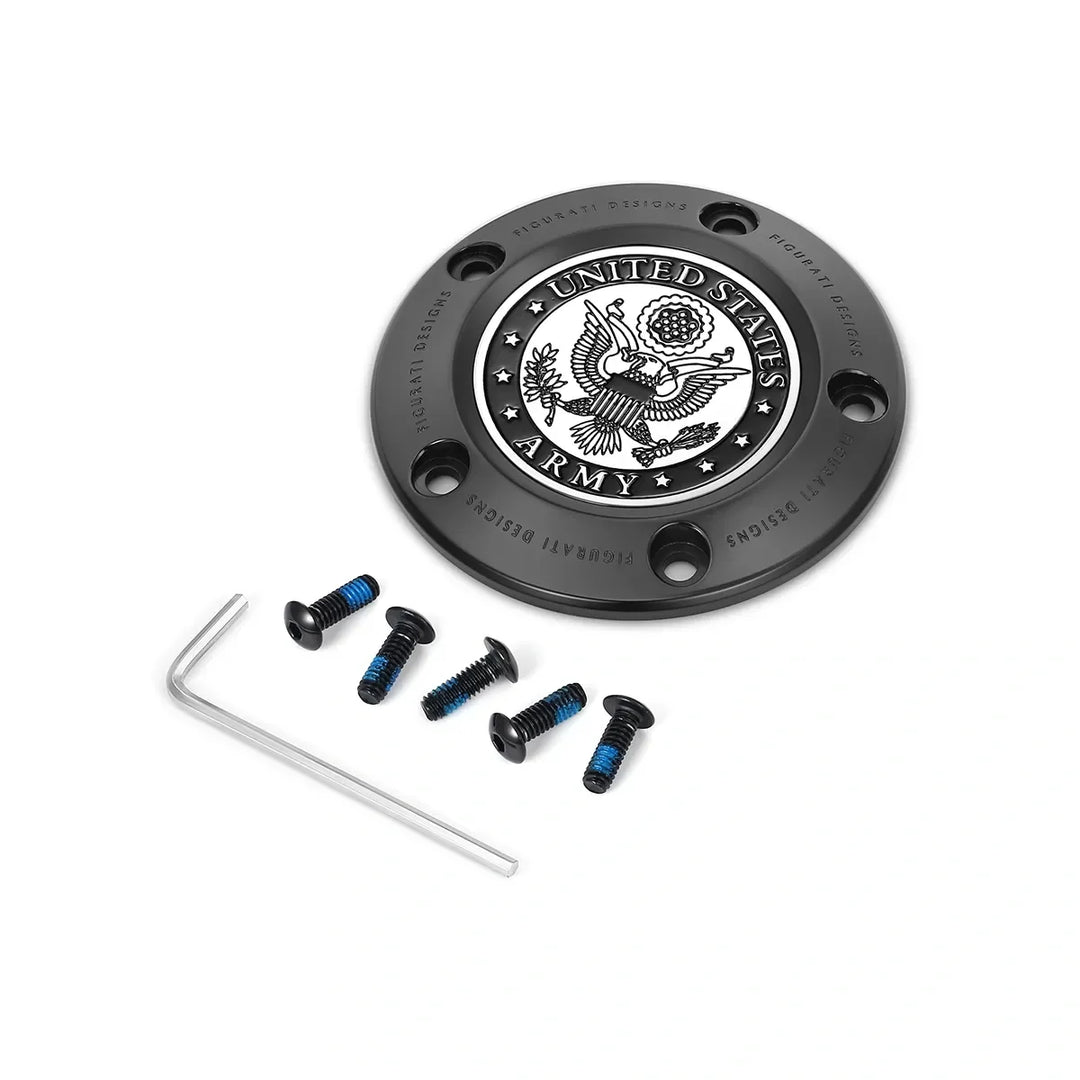 Figurati Designs – Harley-Davidson Stainless-Steel in Black Officially Licensed US Army Twin Cam Timing Cover – FD81-TC-5H-BLK