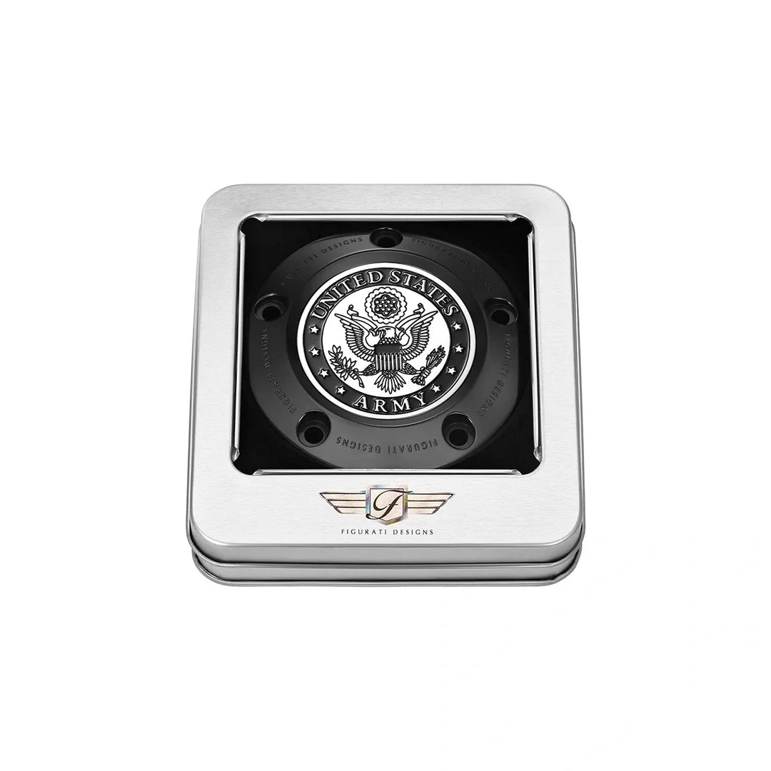 Figurati Designs – Harley-Davidson Stainless-Steel in Black Officially Licensed US Army Twin Cam Timing Cover – FD81-TC-5H-BLK