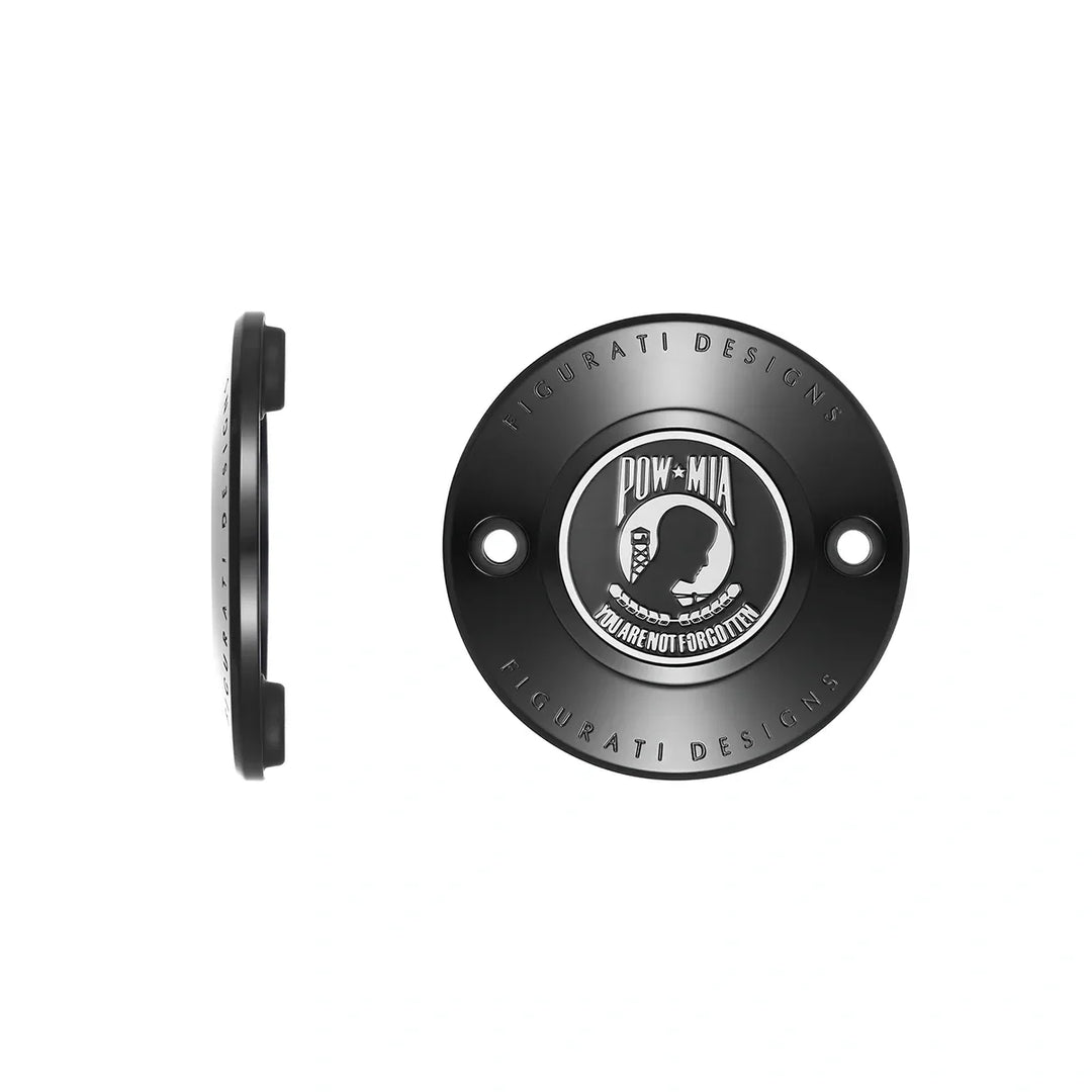 Figurati Designs – Harley-Davidson Stainless-Steel in Black POW MIA M8 Timing Cover – FD50-TC-2H-BLK