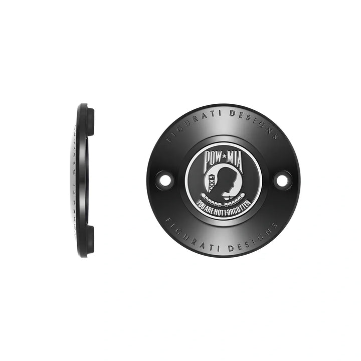Figurati Designs – Harley-Davidson Stainless-Steel in Black POW MIA M8 Timing Cover – FD50-TC-2H-BLK