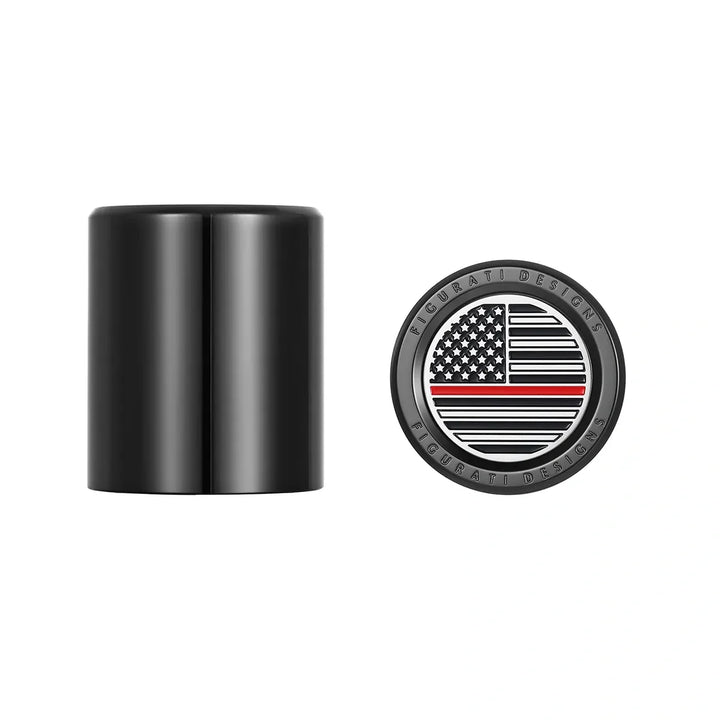 Figurati Designs – Harley-Davidson Stainless-Steel in Black Red Line American Flag Docking Covers – FD75-DC-27.2/32-BLK