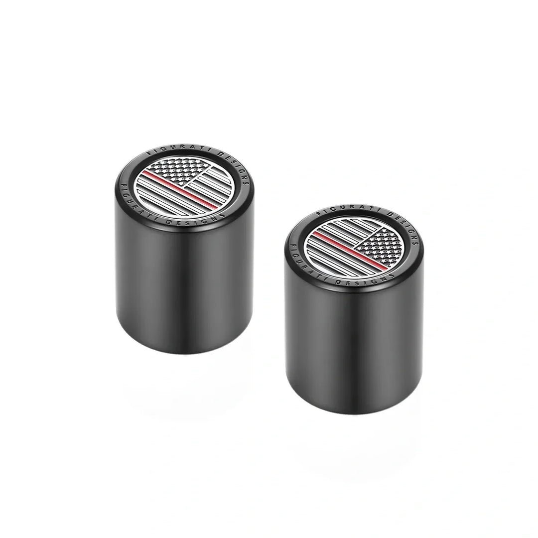 Figurati Designs – Harley-Davidson Stainless-Steel in Black Red Line American Flag Docking Covers – FD75-DC-27.2/32-BLK