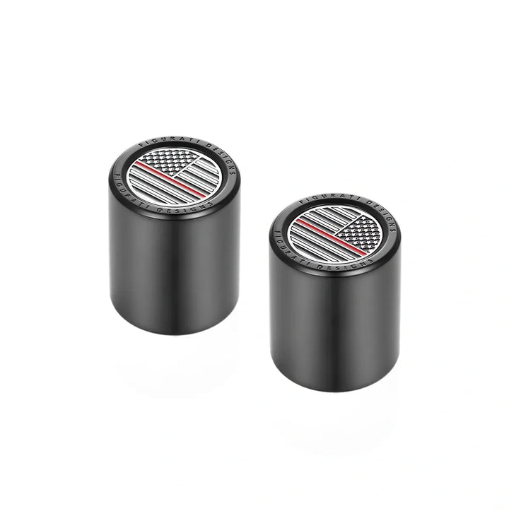 Figurati Designs – Harley-Davidson Stainless-Steel in Black Red Line American Flag Docking Covers – FD75-DC-27.2/32-BLK