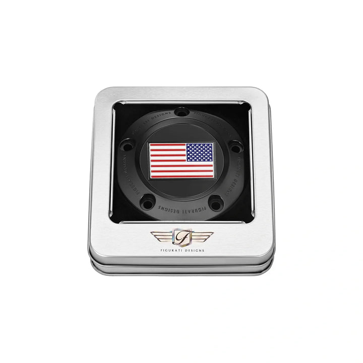 Figurati Designs – Harley-Davidson Stainless-Steel in Black Red White and Blue American Flag - Reversed Twin Cam Timing Cover – FD21R-TC-5H-BLK
