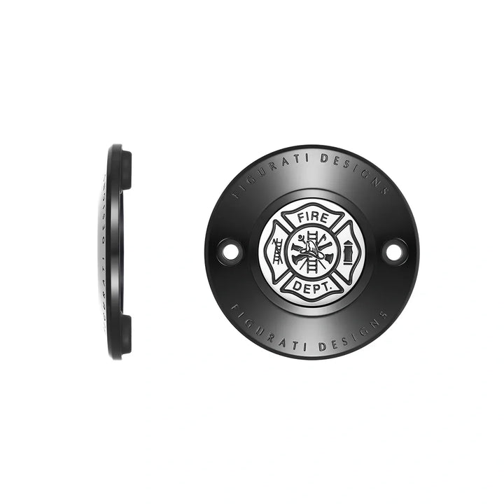 Figurati Designs – Harley-Davidson Stainless-Steel in black Maltese Cross - FIRE M8 Timing Cover – FD74-TC-2H-BLK
