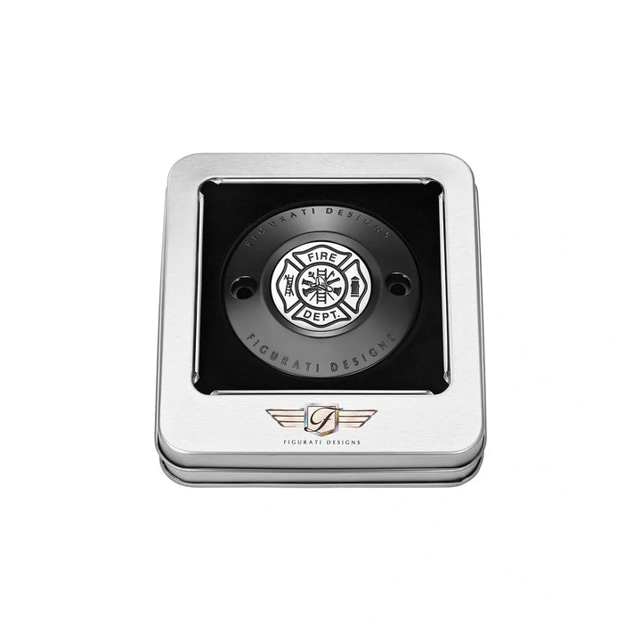 Figurati Designs – Harley-Davidson Stainless-Steel in black Maltese Cross - FIRE M8 Timing Cover – FD74-TC-2H-BLK