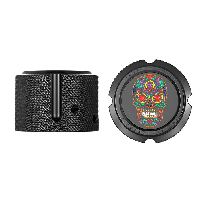Figurati Designs – Harley-Davidson Stainless-Steel Black Sugar Skulls Front Axle Covers – FD30-FAC-Blk