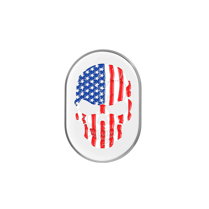 Figurati Designs – Harley-Davidson Stainless-Steel Red White & Blue American Flag Skull Antenna Cover - Left – FD24-AC-SS-LFT