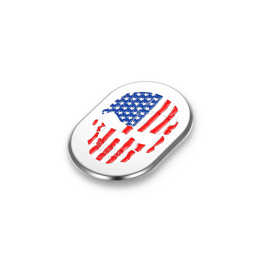 Figurati Designs – Harley-Davidson Stainless-Steel Red White & Blue American Flag Skull Antenna Cover - Left – FD24-AC-SS-LFT