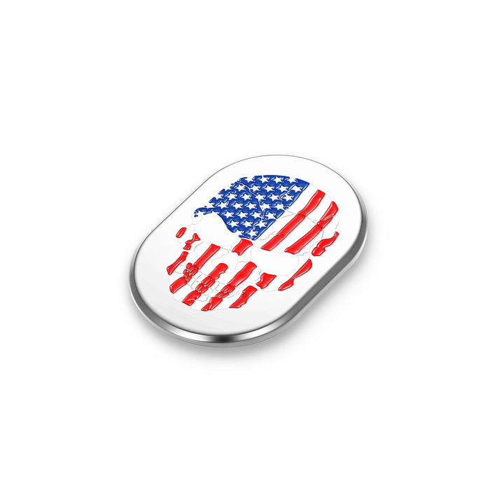 Figurati Designs – Harley-Davidson Stainless-Steel Red White & Blue American Flag Skull Antenna Cover - Left – FD24-AC-SS-LFT