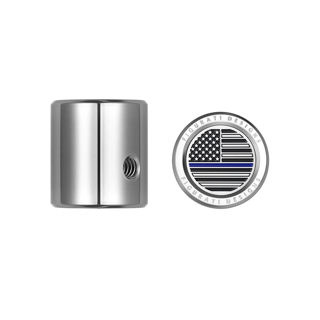 Figurati Designs – Heel Toe Shifter Cover - Stainless-Steel Blue Line American Flag – FD70-HTSC-SS