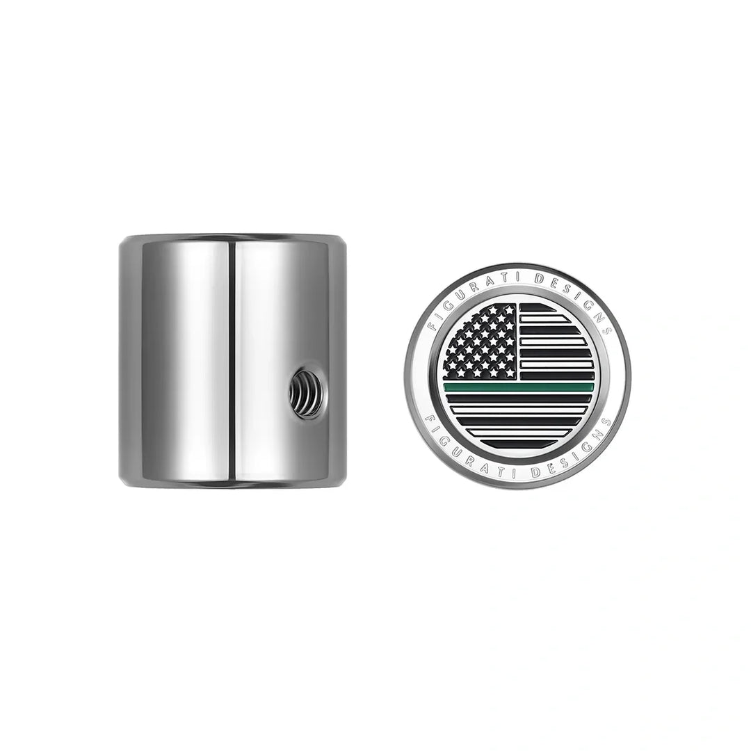 Figurati Designs – Heel Toe Shifter Cover - Stainless-Steel Green Line American Flag – FD72-HTSC-SS