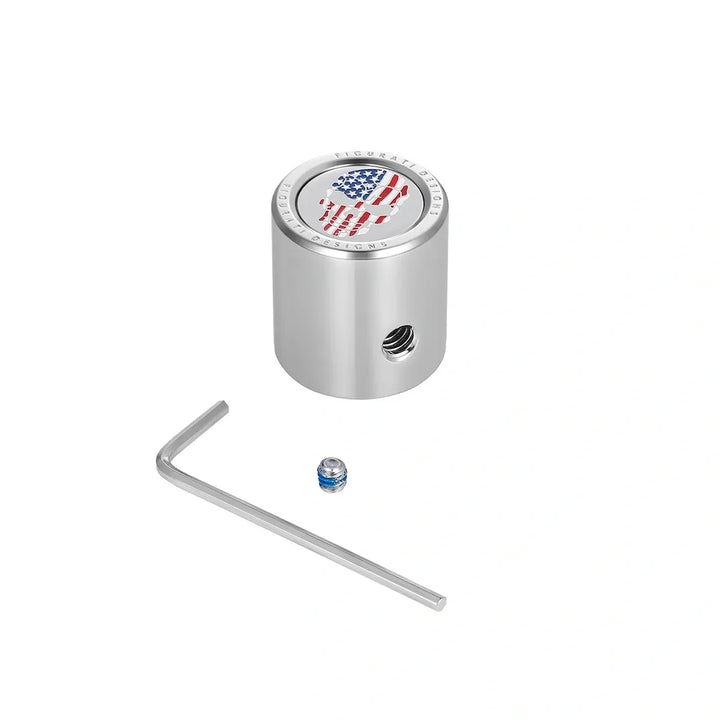 Figurati Designs – Heel Toe Shifter Cover - Stainless-Steel Red White and Blue American Flag Skull – FD24-HTSC-SS