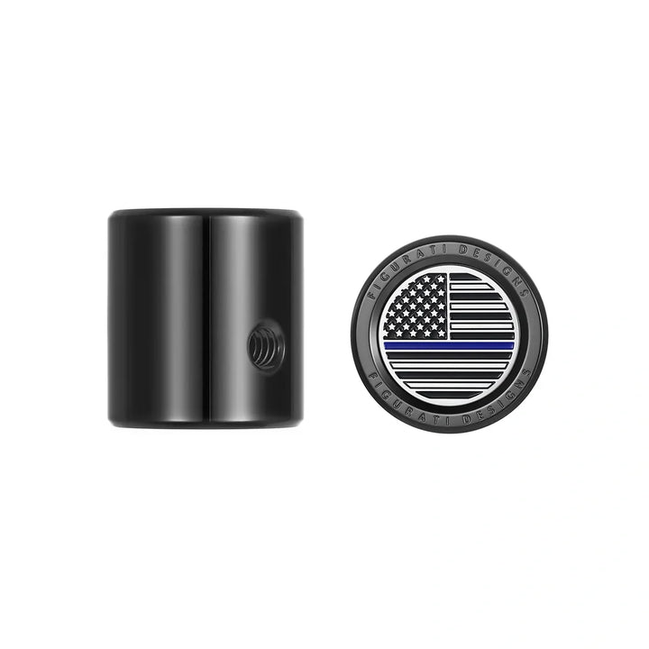 Figurati Designs – Heel Toe Shifter Cover - Stainless-Steel/Black Blue Line American Flag – FD71-HTSC-BLK