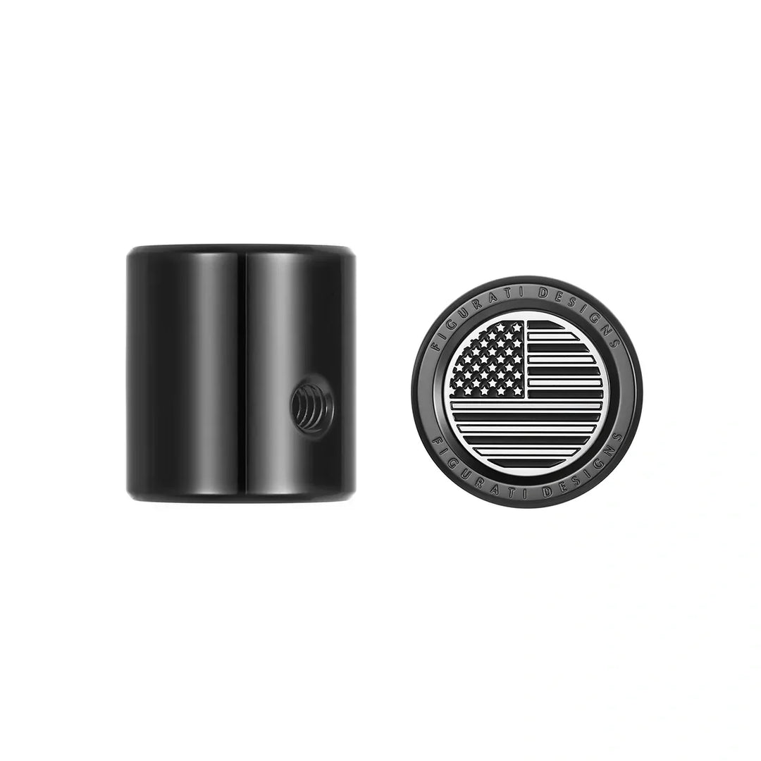 Figurati Designs – Heel Toe Shifter Cover - Stainless-Steel/Black Contrast Cut American Flag in Black – FD26-HTSC-BLK