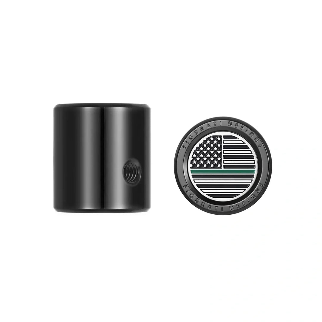 Figurati Designs – Heel Toe Shifter Cover - Stainless-Steel/Black Green Line American Flag – FD72-HTSC-BLK