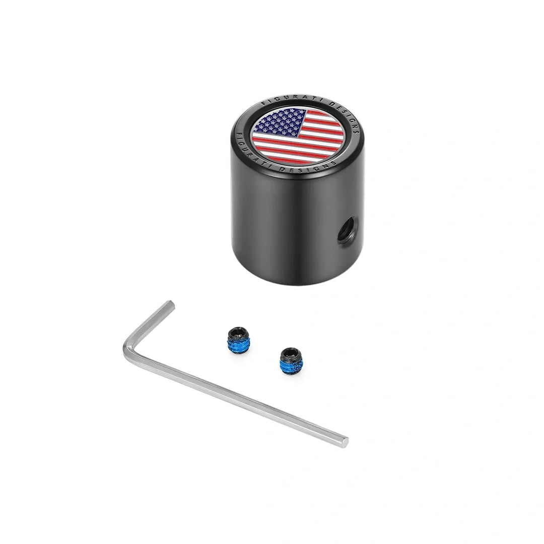 Figurati Designs – Heel Toe Shifter Cover - Stainless -Steel/Black Red White and Blue American Flag – FD21-HTSC-BLK