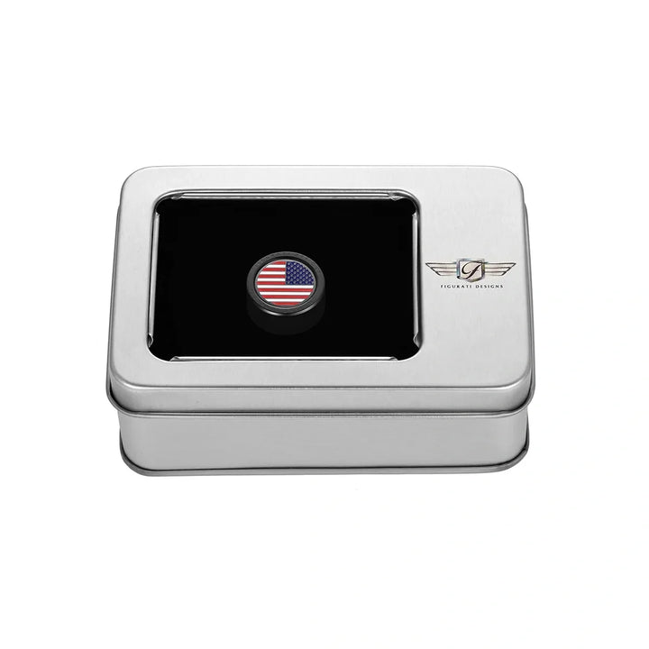 Figurati Designs – Heel Toe Shifter Cover - Stainless -Steel/Black Red White and Blue American Flag – FD21-HTSC-BLK