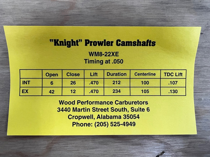 Wood Performance Chain Drive Camshaft - 22XE - M8