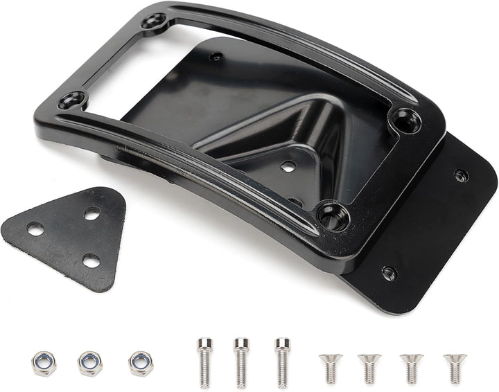 Curved Laydown License Plate Mount with Frame  Compatible with Harley Davidson 3 Hole Mount