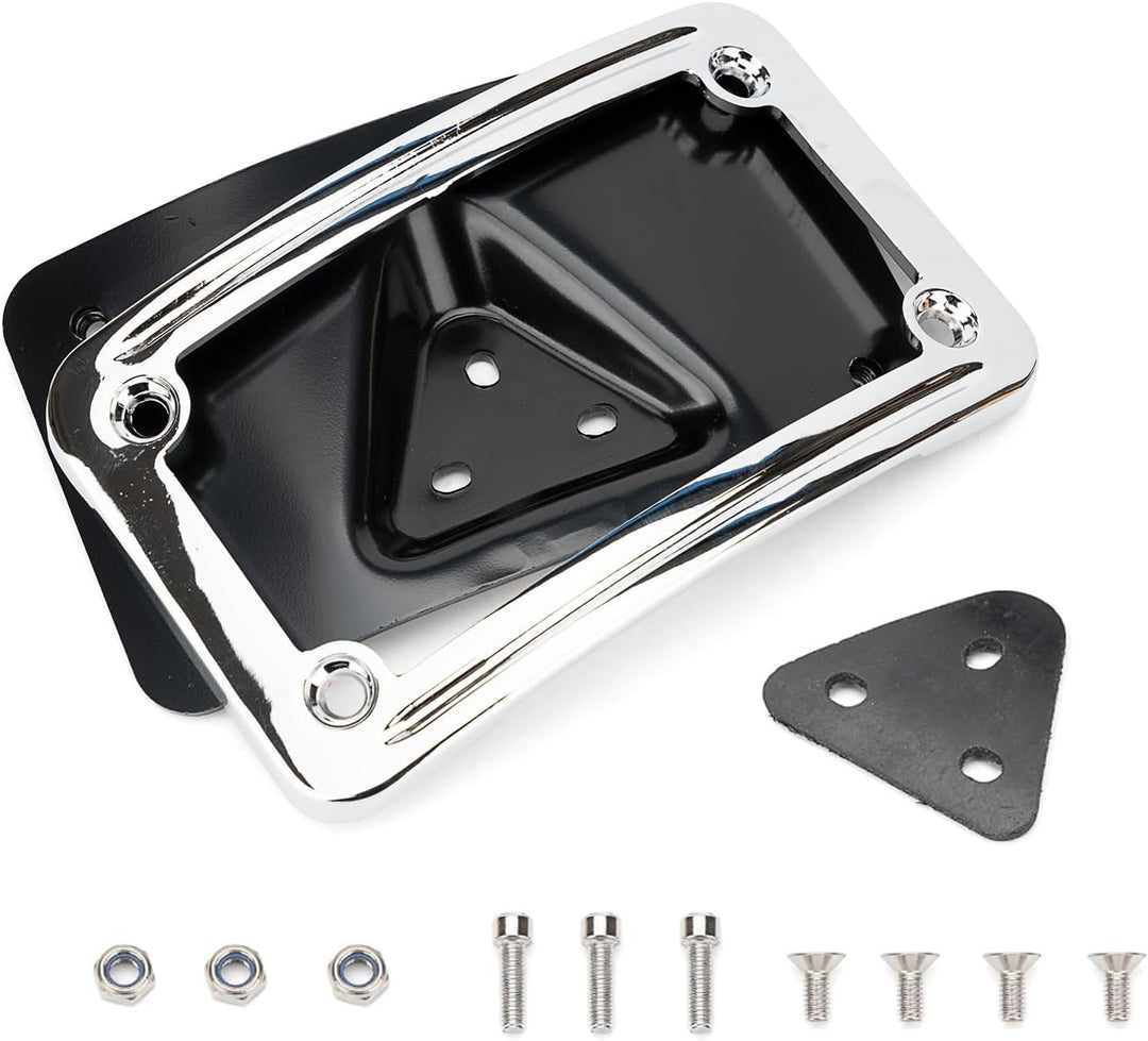 Curved Laydown License Plate Mount with Frame  Compatible with Harley Davidson 3 Hole Mount