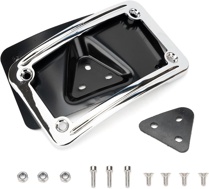 Curved Laydown License Plate Mount with Frame  Compatible with Harley Davidson 3 Hole Mount
