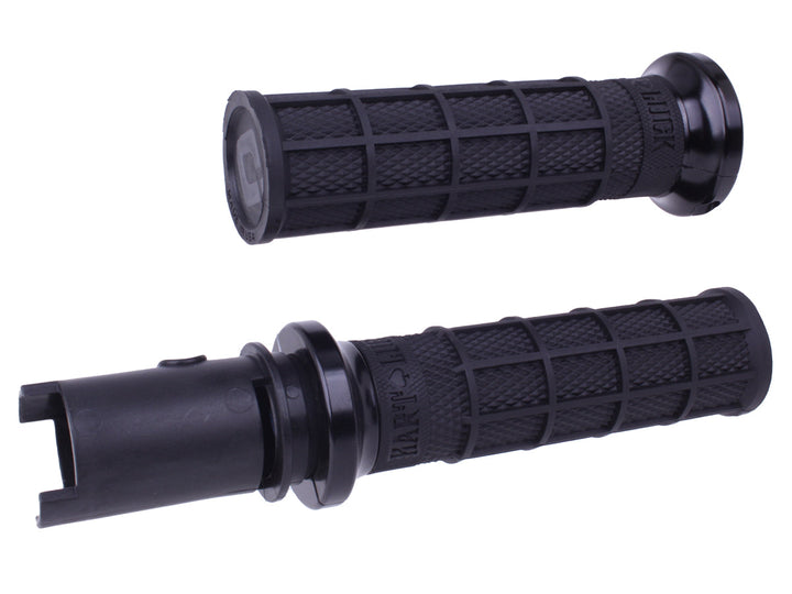 ODI Lock-On Hart-Luck Signature Full-Waffle Grips For 2024-Up-Touring & 2025-Up M8 Softails Black/Black