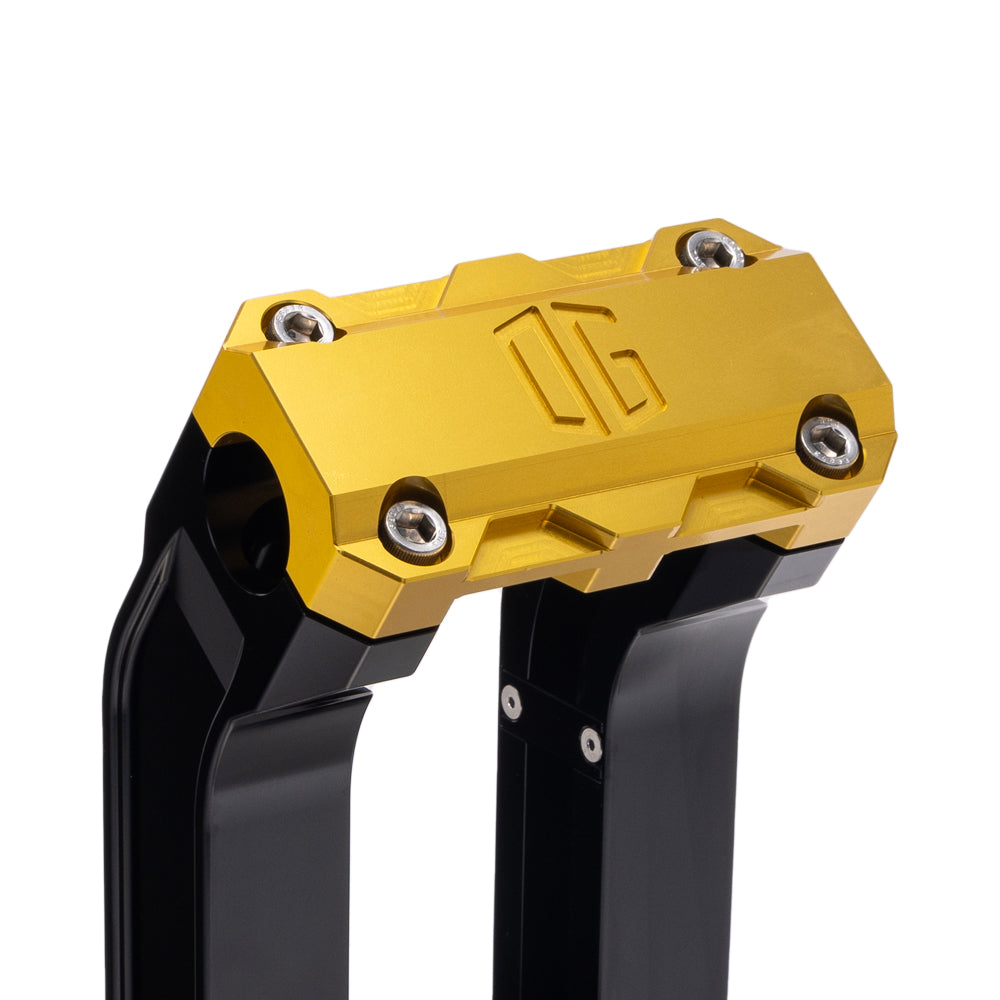 OG Black 10.5 inch Pull Back Risers with Gold Standard Top Clamp