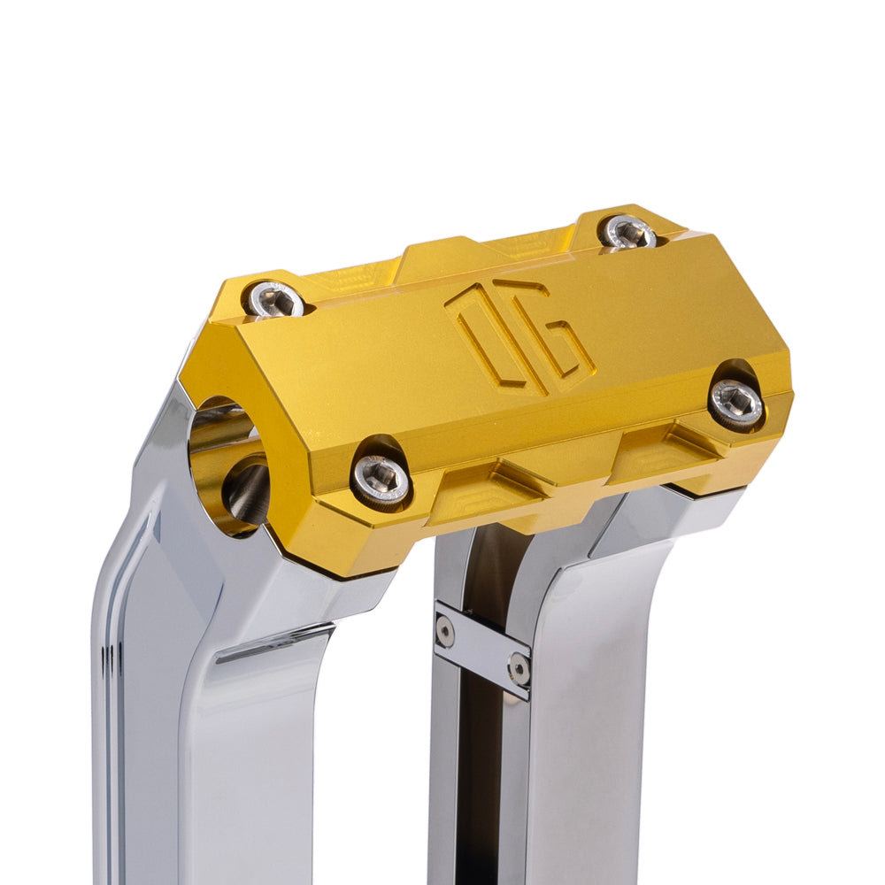 OG Chrome 6.5 inch Pull Back Risers with Gold Standard Top Clamp