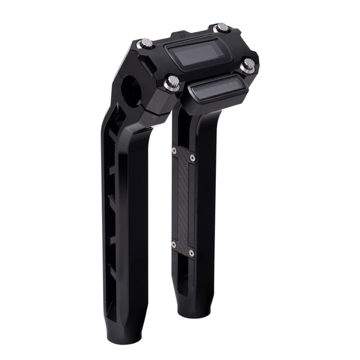 OG Black Performance 10.5 Inch Pull Back Risers Digital Gauge Top Clamp Black