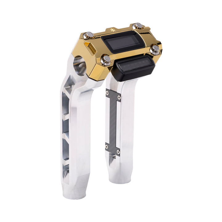 OG Aluminum Performance 8.5 inch Pull Back Riser Legs with Gold Plating Performance Digital Gauge Top Clamp