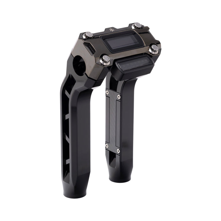 OG Black Performance 8.5 inch Pull Back Riser Legs with Black Chrome Performance Digital Gauge Top Clamp