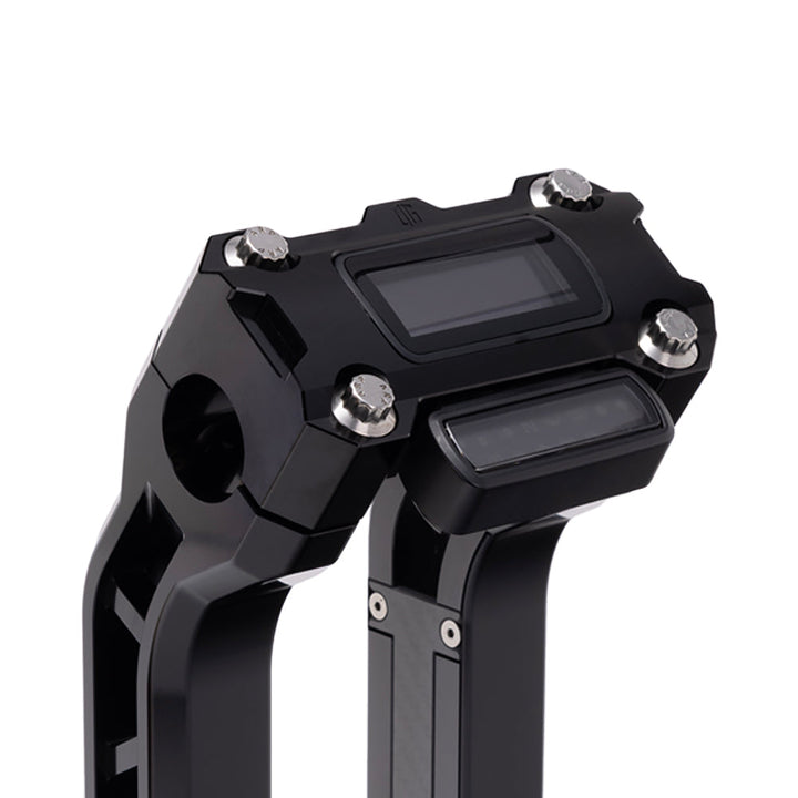 OG Black Performance Digital Gauge Top Clamp on OG Black Performance Riser Legs