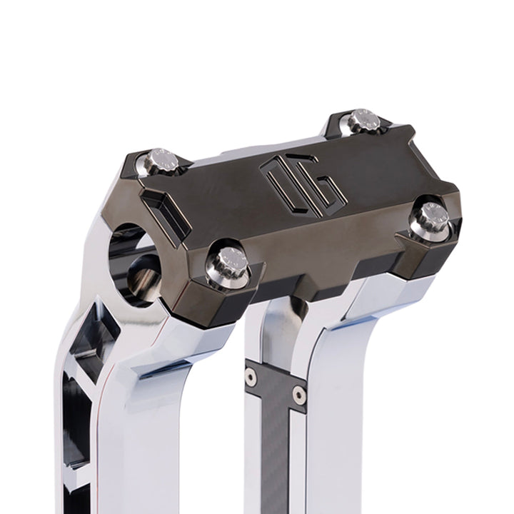 OG Black Chrome Performance Top Clamp on OG Chrome Performance Riser Legs