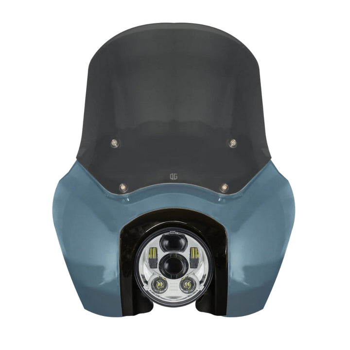 Sharkskin Blue OG Softail Low Rider S Complete T-Sport Fairing Kit with smoked windshield