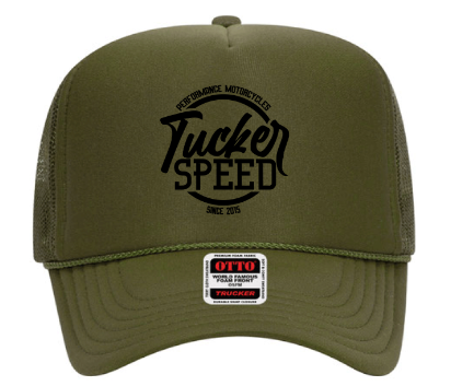 Tucker Speed Performance Motorcycle Foam Trucker Hat - Olive
