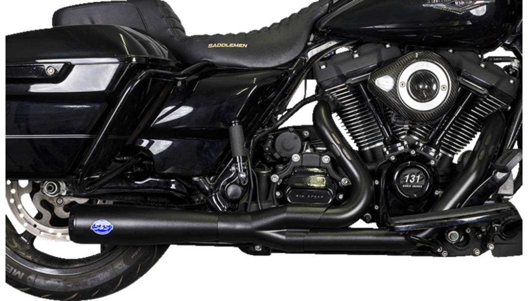 S&S Diamondback 2-Into-1 Exhaust System - Guardian Black - M8 Touring - 50 State Legal